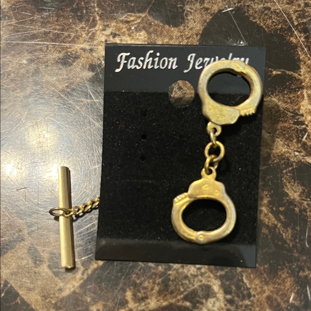Gold Handcuff Tie Tack